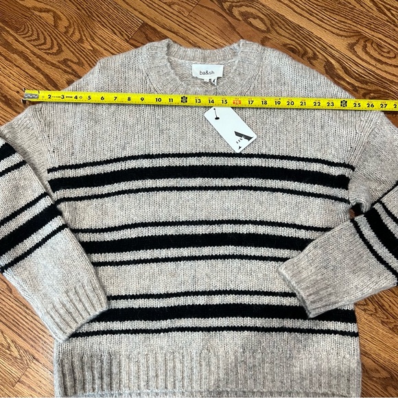 Ba&sh Bosco Striped Wool Mohair Blend Sweater Greige Sz Large Crewneck Pullover - Picture 10 of 16